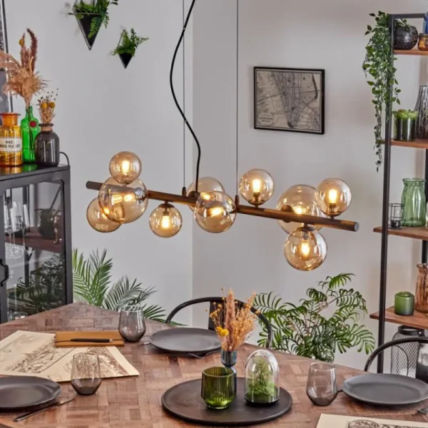 hofstein Chehalis Boule lumineuse, Suspension Ambre, 10 lumières* Lampes En Verre