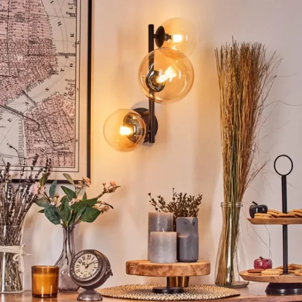 hofstein Chehalis Boule lumineuse, Applique murale 23 cm Ambre, Clair, 3 lumières* Lampes En Verre
