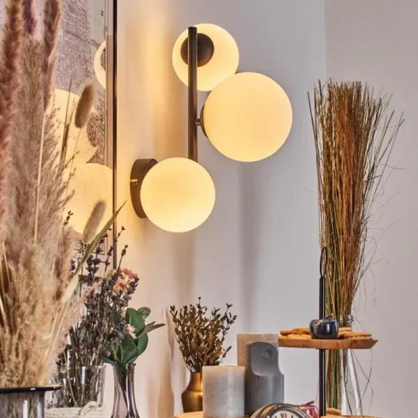 hofstein Chehalis Boule lumineuse, Applique murale Blanc, 3 lumières* Lampes En Verre