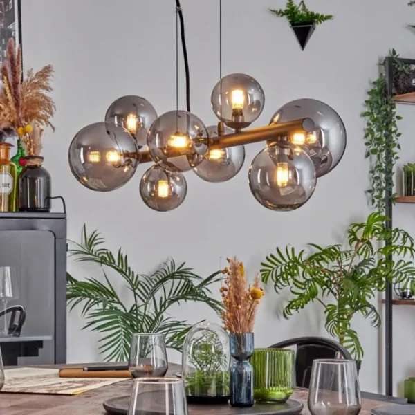 hofstein Chehalis Boule lumineuse, Suspension Fumé, 8 lumières* Lampes Modernes