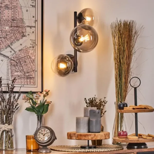 hofstein Chehalis Boule lumineuse, Applique murale 23 cm Chrome, Clair, Fumé, 3 lumières* Lampes Modernes
