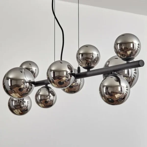 hofstein Chehalis Boule lumineuse, Suspension Chrome, Fumé, 10 lumières* Lampes Modernes
