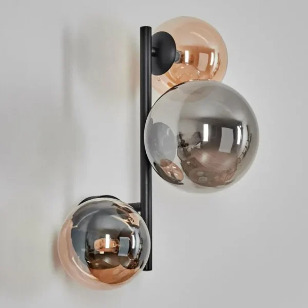 hofstein Chehalis Boule lumineuse, Applique murale Ambre, Fumé, 3 lumières* Lampes Modernes