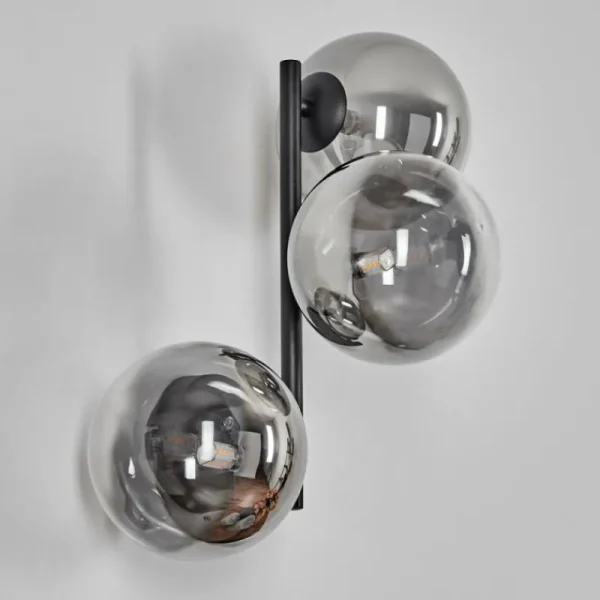 hofstein Chehalis Boule lumineuse, Applique murale 33 cm Chrome, Clair, Fumé, 3 lumières* Lampes Modernes