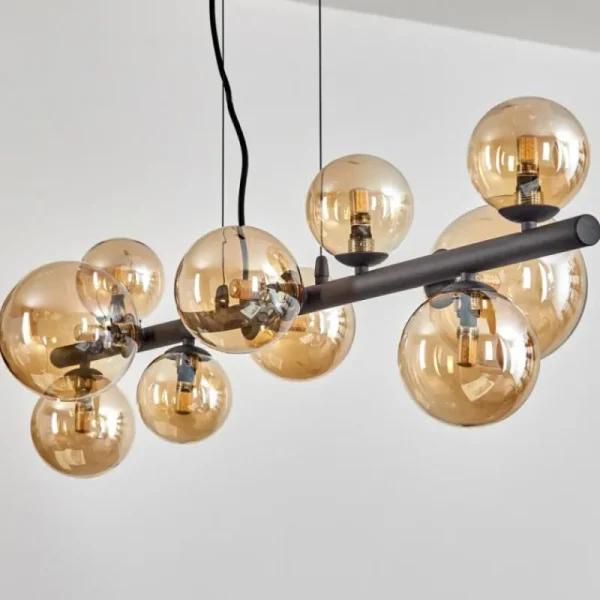 hofstein Chehalis Boule lumineuse, Suspension Ambre, 10 lumières* Lampes En Verre
