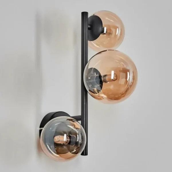 hofstein Chehalis Boule lumineuse, Applique murale Ambre, 3 lumières* Lampes En Verre