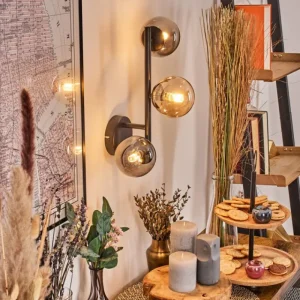 hofstein Chehalis Boule lumineuse, Applique murale 23 cm Ambre, Fumé, 3 lumières* Lampes Modernes
