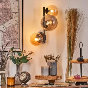 hofstein Chehalis Boule lumineuse, Applique murale Ambre, Fumé, 3 lumières* Lampes Modernes