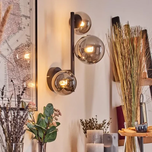 hofstein Chehalis Boule lumineuse, Applique murale 23 cm Fumé, 3 lumières* Lampes Modernes