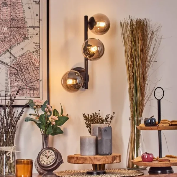 hofstein Chehalis Boule lumineuse Fumé, 3 lumières* Lampes Modernes