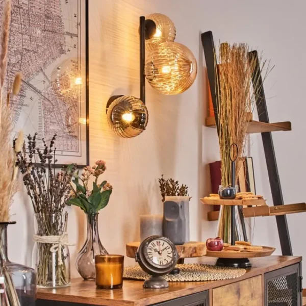 hofstein Chehalis Boule lumineuse, Applique murale Ambre, 3 lumières* Lampes Modernes