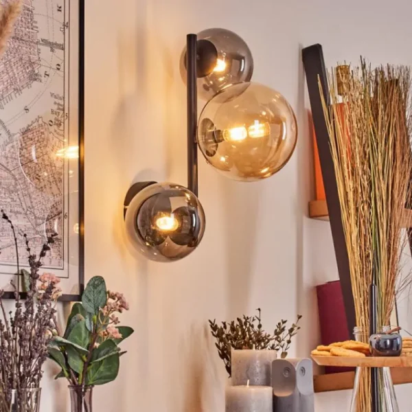 hofstein Chehalis Boule lumineuse, Applique murale Ambre, Fumé, 3 lumières* Lampes Modernes