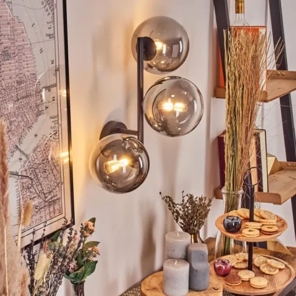hofstein Chehalis Boule lumineuse, Applique murale 33 cm Chrome, Clair, Fumé, 3 lumières* Lampes Modernes