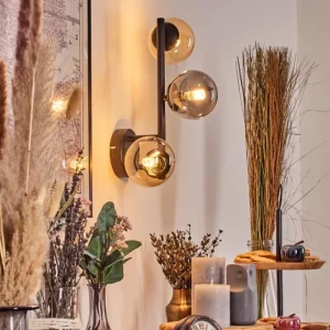 hofstein Chehalis Boule lumineuse, Applique murale Ambre, Fumé, 3 lumières* Lampes Modernes