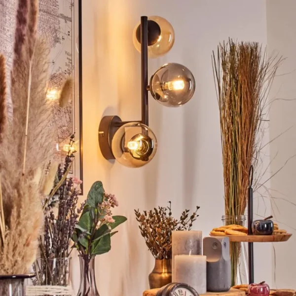 hofstein Chehalis Boule lumineuse, Applique murale Ambre, Fumé, 3 lumières* Lampes Modernes