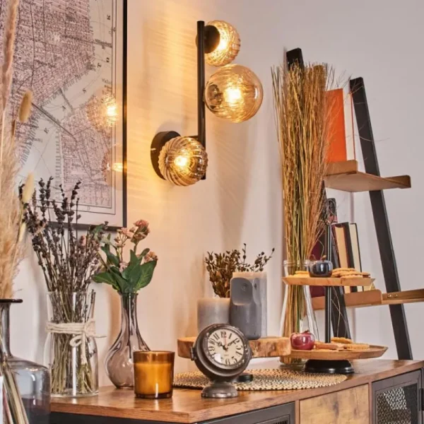 hofstein Chehalis Boule lumineuse, Applique murale Ambre, 3 lumières* Lampes Modernes