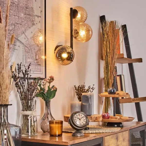 hofstein Chehalis Boule lumineuse, Applique murale Ambre, 3 lumières* Lampes Modernes