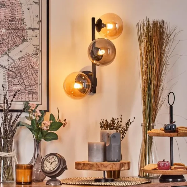 hofstein Chehalis Boule lumineuse Ambre, 3 lumières* Lampes En Verre