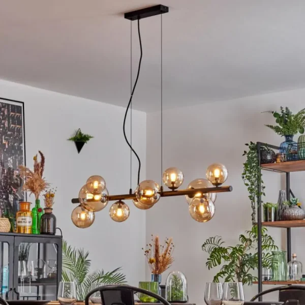 hofstein Chehalis Boule lumineuse, Suspension Ambre, 10 lumières* Lampes En Verre