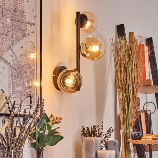 hofstein Chehalis Boule lumineuse, Applique murale Ambre, Clair, 3 lumières* Lampes En Verre