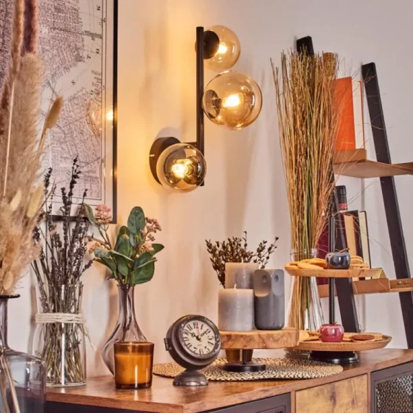 hofstein Chehalis Boule lumineuse, Applique murale Ambre, 3 lumières* Lampes En Verre