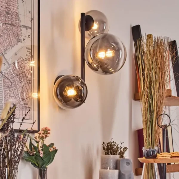 hofstein Chehalis Boule lumineuse, Applique murale 23 cm Chrome, Clair, Fumé, 3 lumières* Lampes Modernes