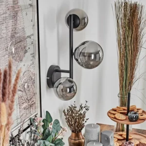 hofstein Chehalis Boule lumineuse, Applique murale 23 cm Fumé, 3 lumières* Lampes Modernes