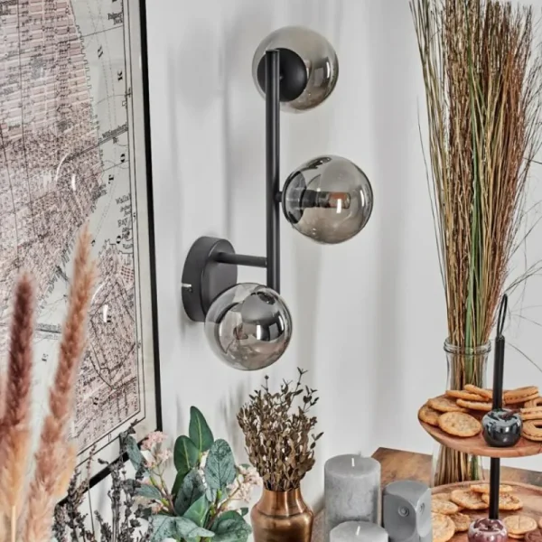 hofstein Chehalis Boule lumineuse Fumé, 3 lumières* Lampes Modernes