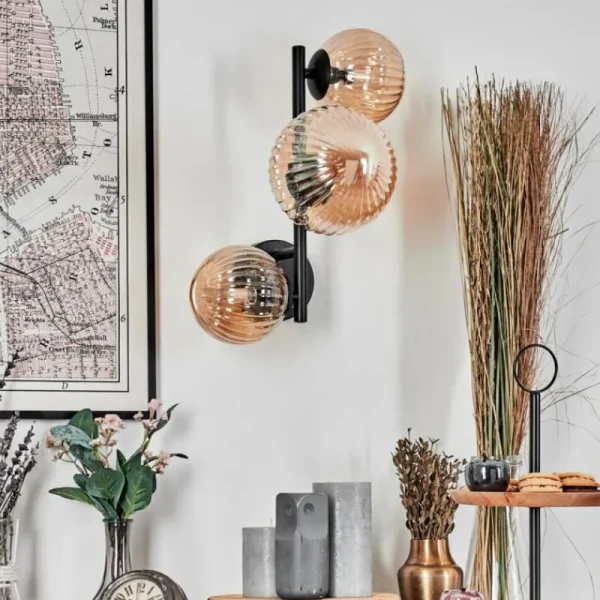 hofstein Chehalis Boule lumineuse, Applique murale Ambre, 3 lumières* Lampes Modernes