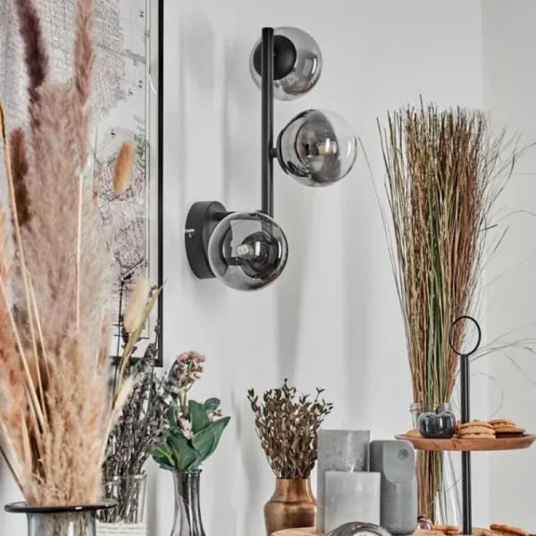 hofstein Chehalis Boule lumineuse, Applique murale 23 cm Chrome, Clair, Fumé, 3 lumières* Lampes Modernes