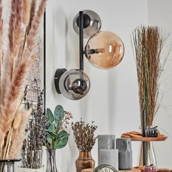 hofstein Chehalis Boule lumineuse, Applique murale Ambre, Fumé, 3 lumières* Lampes Modernes