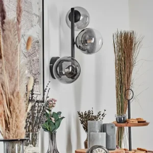 hofstein Chehalis Boule lumineuse, Applique murale 28 cm Chrome, Clair, Fumé, 3 lumières* Lampes Modernes