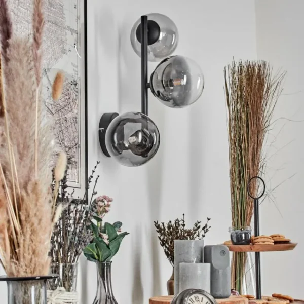 hofstein Chehalis Boule lumineuse, Applique murale 28 cm Chrome, Clair, Fumé, 3 lumières* Lampes Modernes