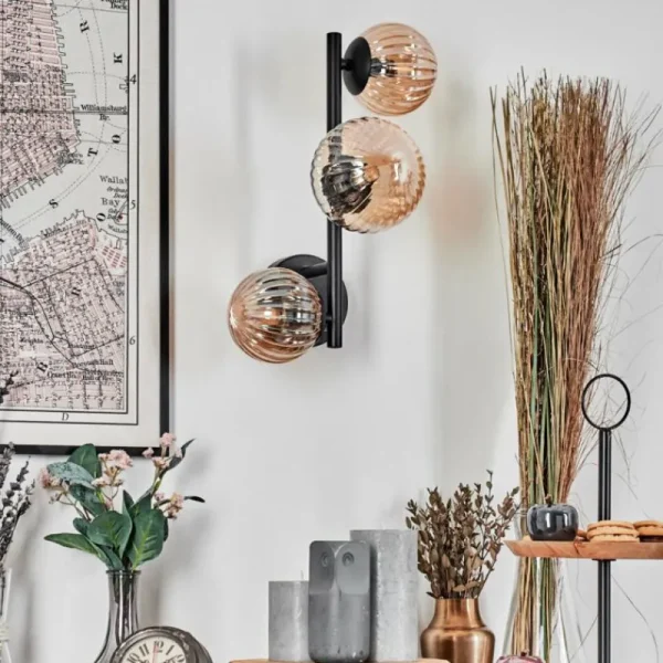 hofstein Chehalis Boule lumineuse, Applique murale Ambre, 3 lumières* Lampes Modernes