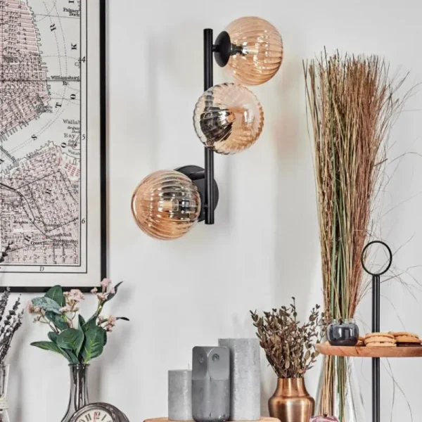 hofstein Chehalis Boule lumineuse, Applique murale Ambre, 3 lumières* Lampes Modernes