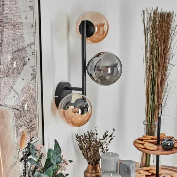 hofstein Chehalis Boule lumineuse Ambre, 3 lumières* Lampes En Verre