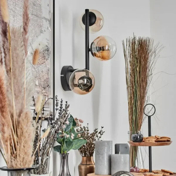 hofstein Chehalis Boule lumineuse, Applique murale Ambre, Clair, 3 lumières* Lampes En Verre