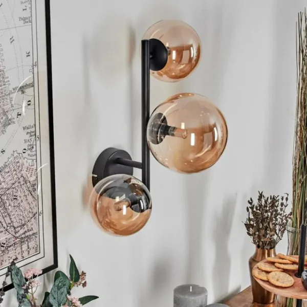 hofstein Chehalis Boule lumineuse, Applique murale Ambre, 3 lumières* Lampes En Verre