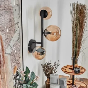 hofstein Chehalis Boule lumineuse, Applique murale Ambre, 3 lumières* Lampes En Verre