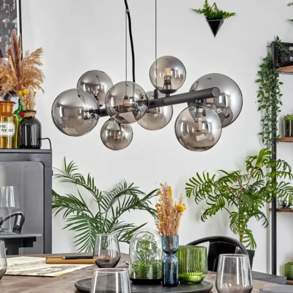 hofstein Chehalis Boule lumineuse, Suspension Fumé, 8 lumières* Lampes Modernes