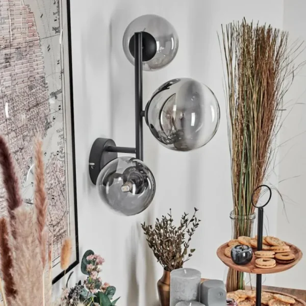 hofstein Chehalis Boule lumineuse, Applique murale 23 cm Chrome, Clair, Fumé, 3 lumières* Lampes Modernes