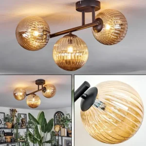 hofstein Chehalis Plafonnier, Boule lumineuse Ambre, 3 lumières* Lampes Modernes