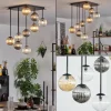 hofstein Chehalis Plafonnier, Boule lumineuse Ambre, Clair, Fumé, 9 lumières* Lampes Modernes