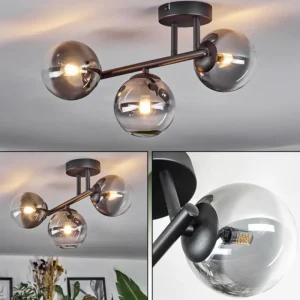 hofstein Chehalis Plafonnier, Boule lumineuse Clair, Fumé, 3 lumières* Lampes Modernes