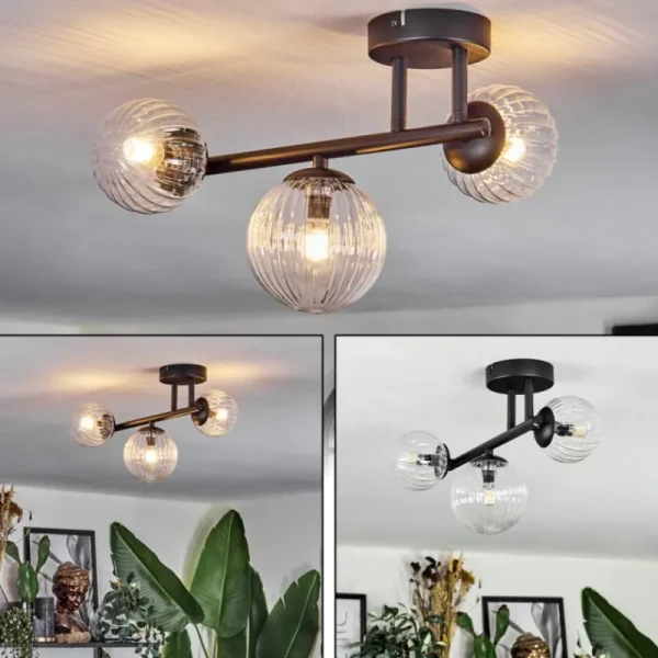 hofstein Chehalis Plafonnier, Boule lumineuse Clair, 3 lumières* Lampes Modernes