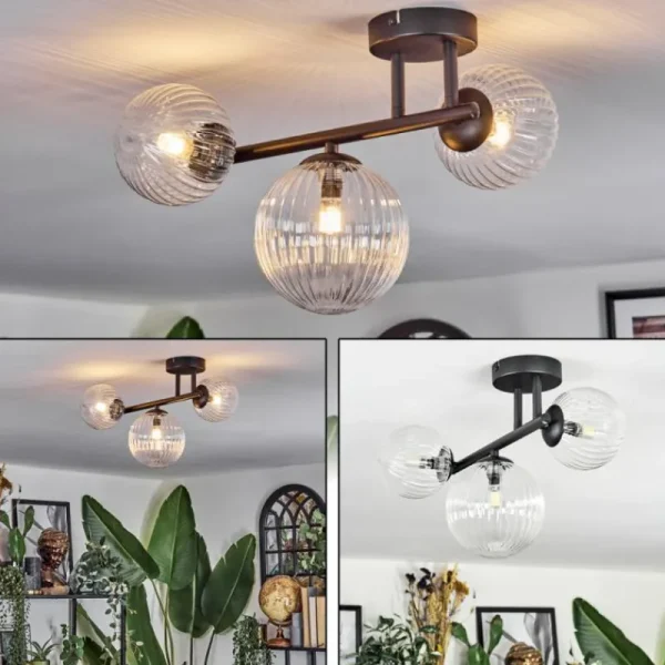 hofstein Chehalis Plafonnier, Boule lumineuse Clair, 3 lumières* Lampes Modernes