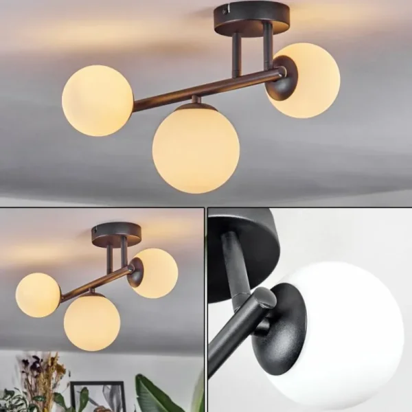 hofstein Chehalis Plafonnier, Boule lumineuse Blanc, 3 lumières* Lampes En Verre
