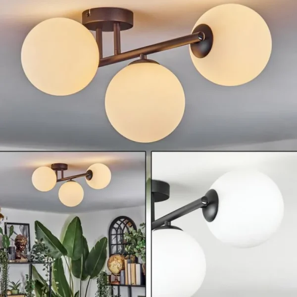 hofstein Chehalis Plafonnier, Boule lumineuse Blanc, 3 lumières* Lampes En Verre