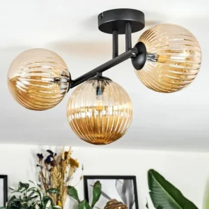 hofstein Chehalis Plafonnier, Boule lumineuse Ambre, 3 lumières* Lampes Modernes
