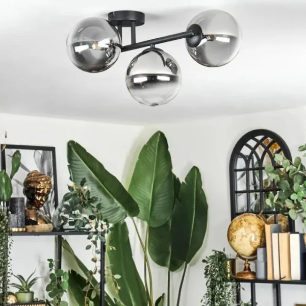 hofstein Chehalis Plafonnier, Boule lumineuse Clair, Fumé, 3 lumières* Lampes Modernes